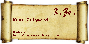 Kusz Zsigmond névjegykártya
